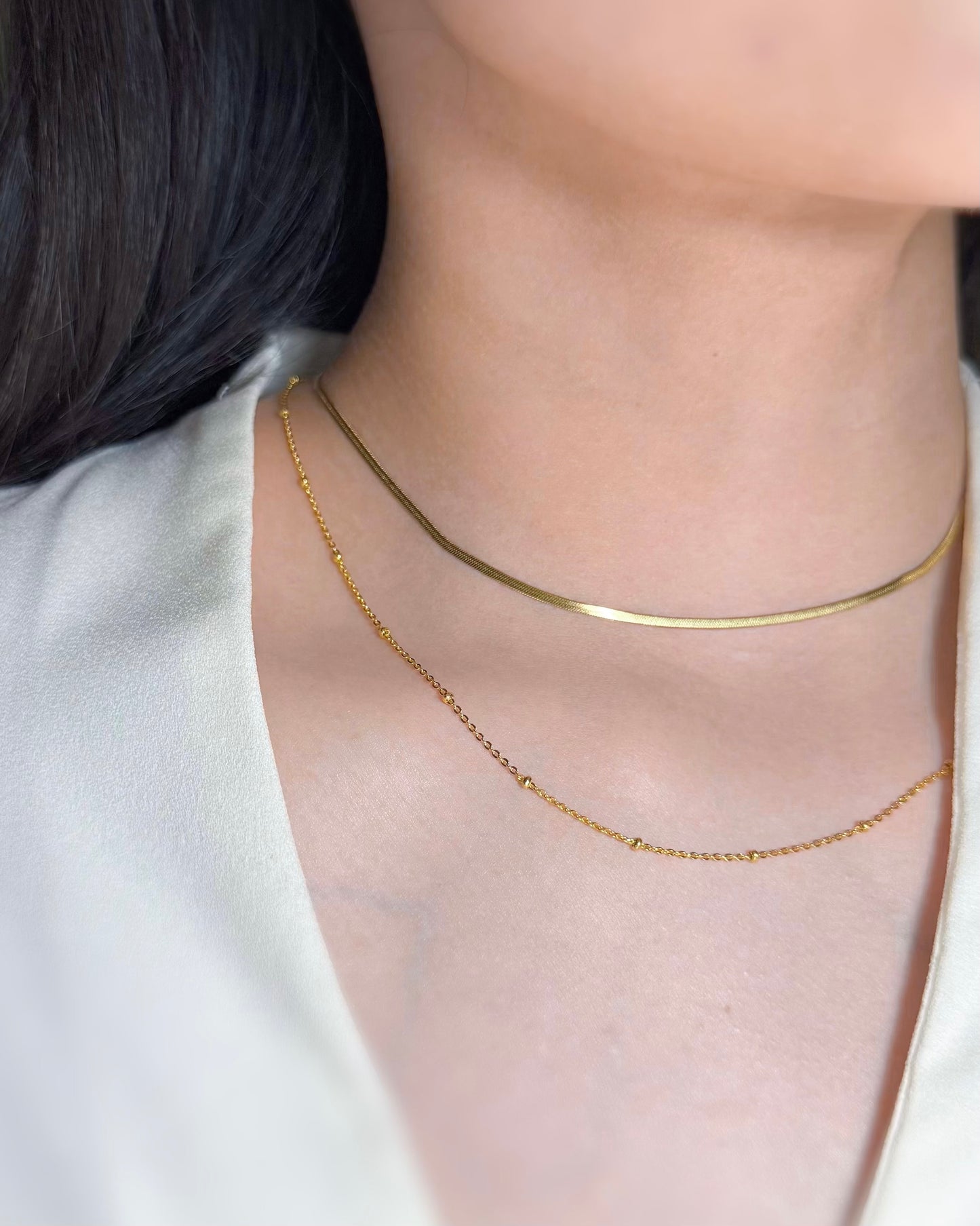 ARYA Beaded Snake Chain Layered Necklace