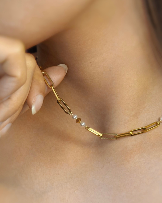 NOA Paperclip Pearl-Link Choker