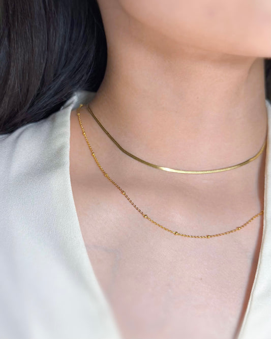 ARYA Beaded Snake Chain Layered Necklace