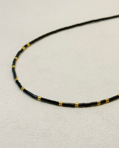 REYA Black Agate Gemstone Strand Necklace