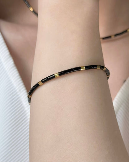 REYA Black Agate Gemstone Strand Bracelet