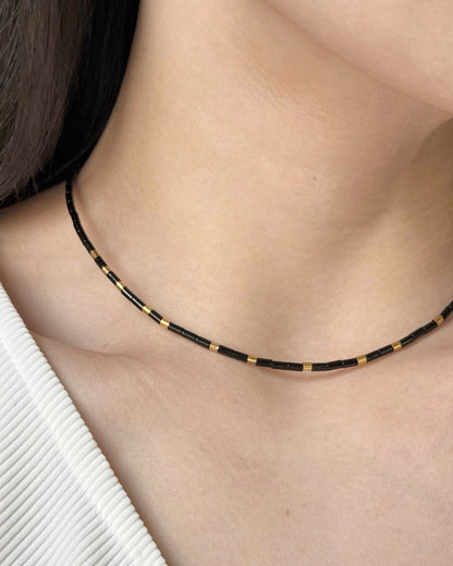 REYA Black Agate Gemstone Strand Necklace