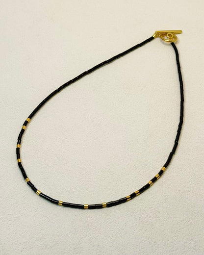 REYA Black Agate Gemstone Strand Necklace