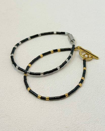 REYA Black Agate Gemstone Strand Bracelet