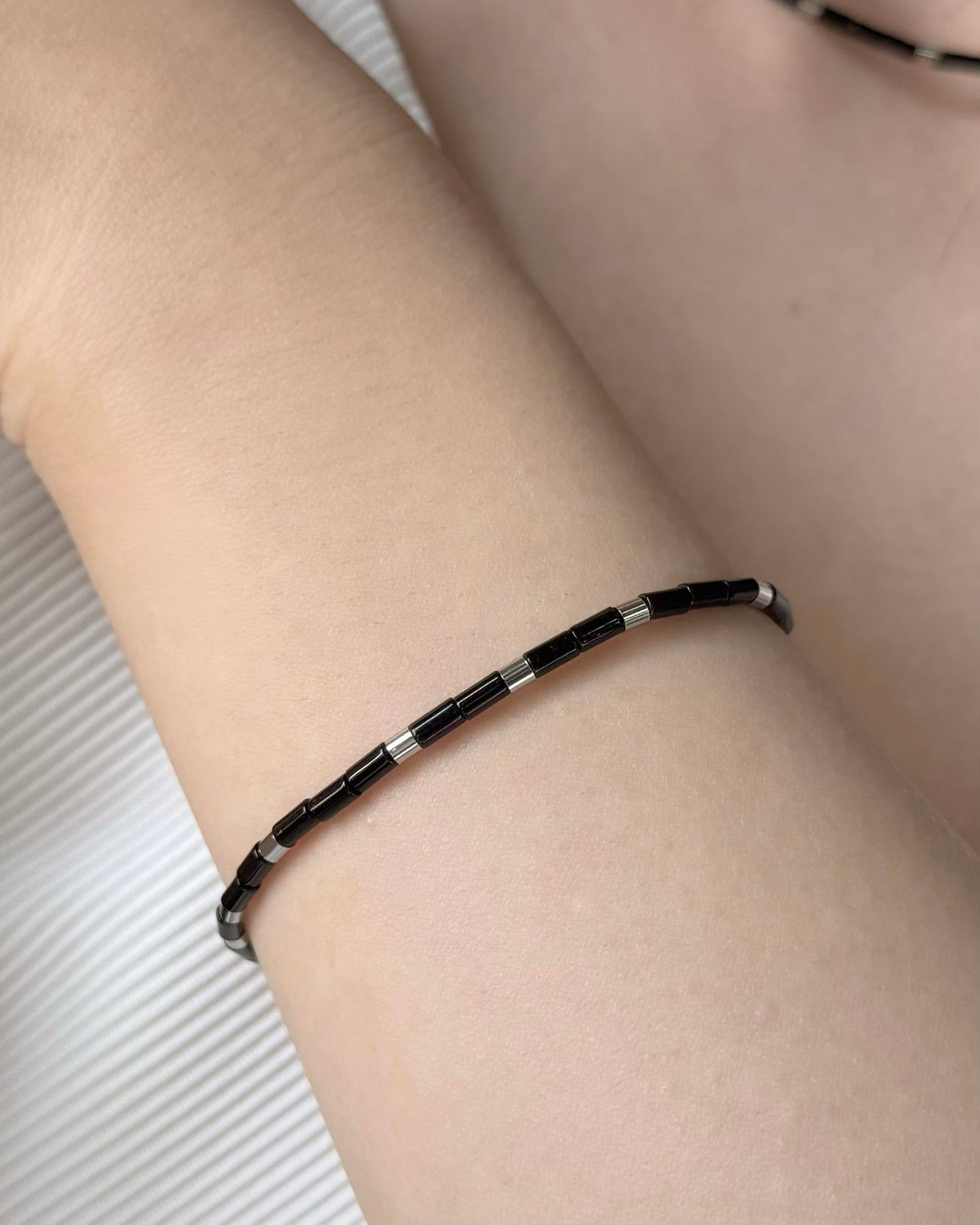 REYA Black Agate Gemstone Strand Bracelet