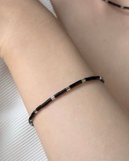 REYA Black Agate Gemstone Strand Bracelet