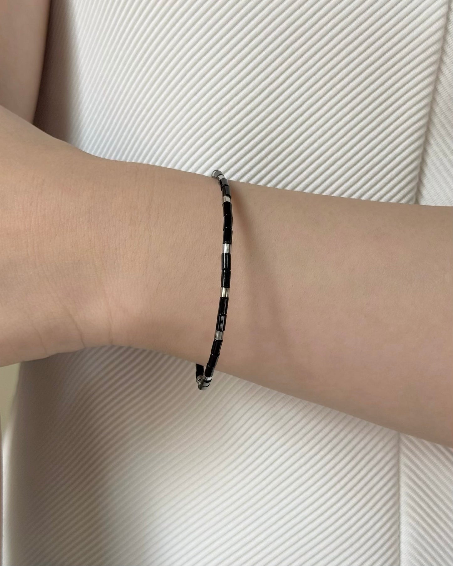 REYA Black Agate Gemstone Strand Bracelet