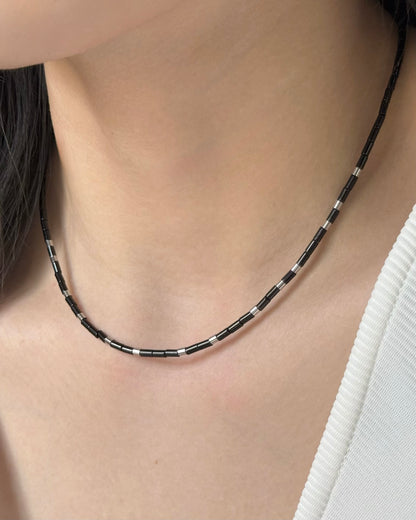 REYA Black Agate Gemstone Strand Necklace
