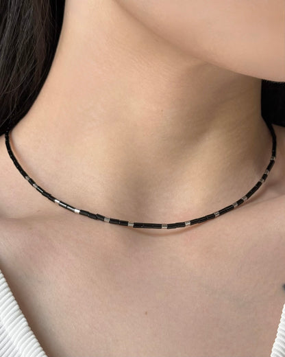 REYA Black Agate Gemstone Strand Necklace