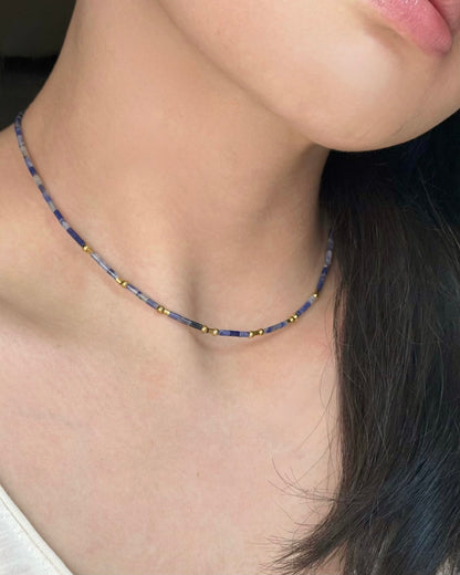 REYA Morse Code Sodalite Gemstone Necklace