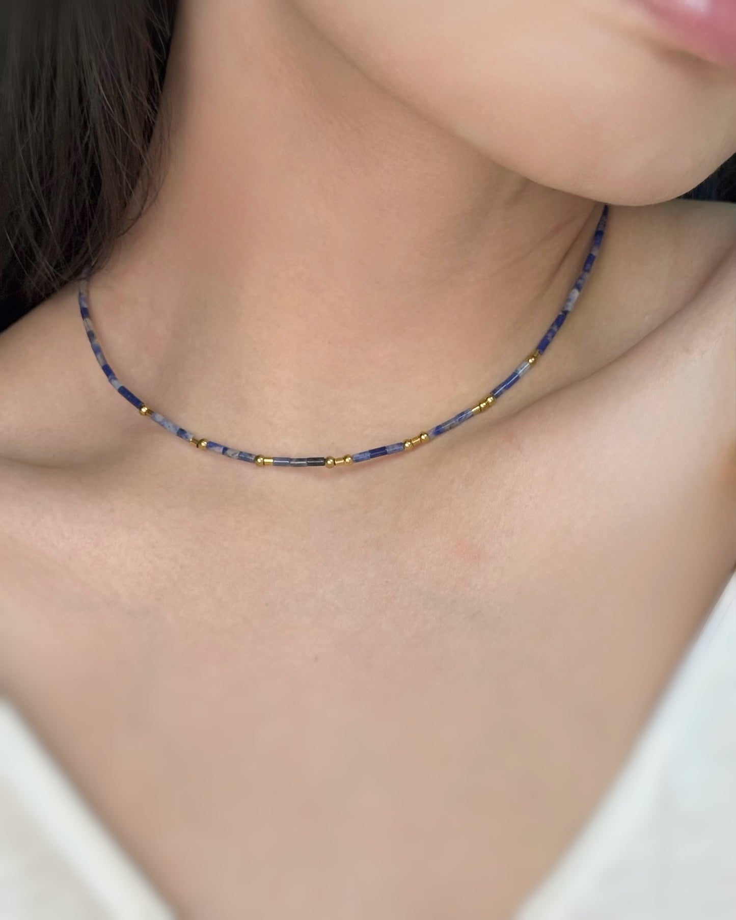 REYA Morse Code Sodalite Gemstone Necklace
