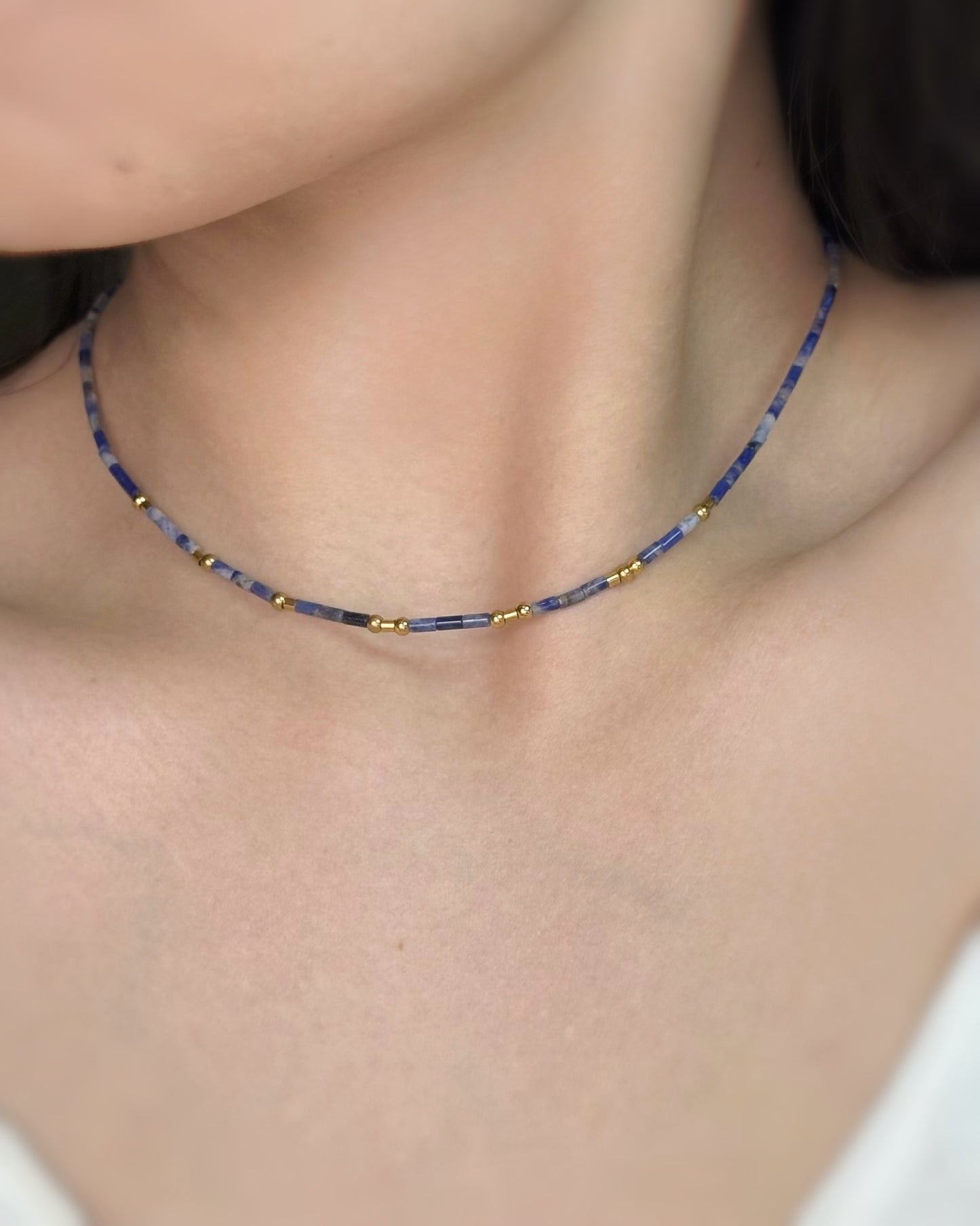 REYA Morse Code Sodalite Gemstone Necklace
