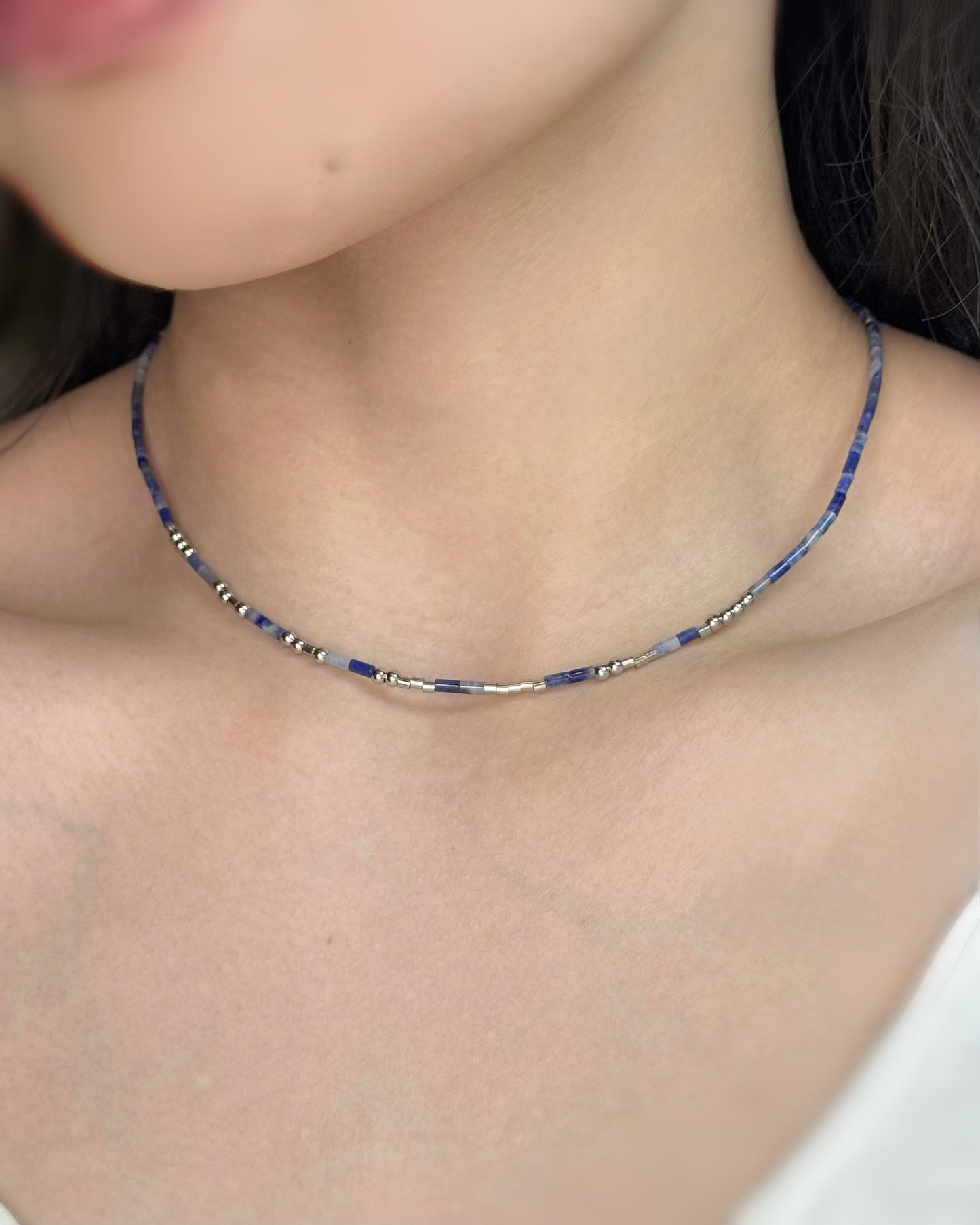 REYA Morse Code Sodalite Gemstone Necklace