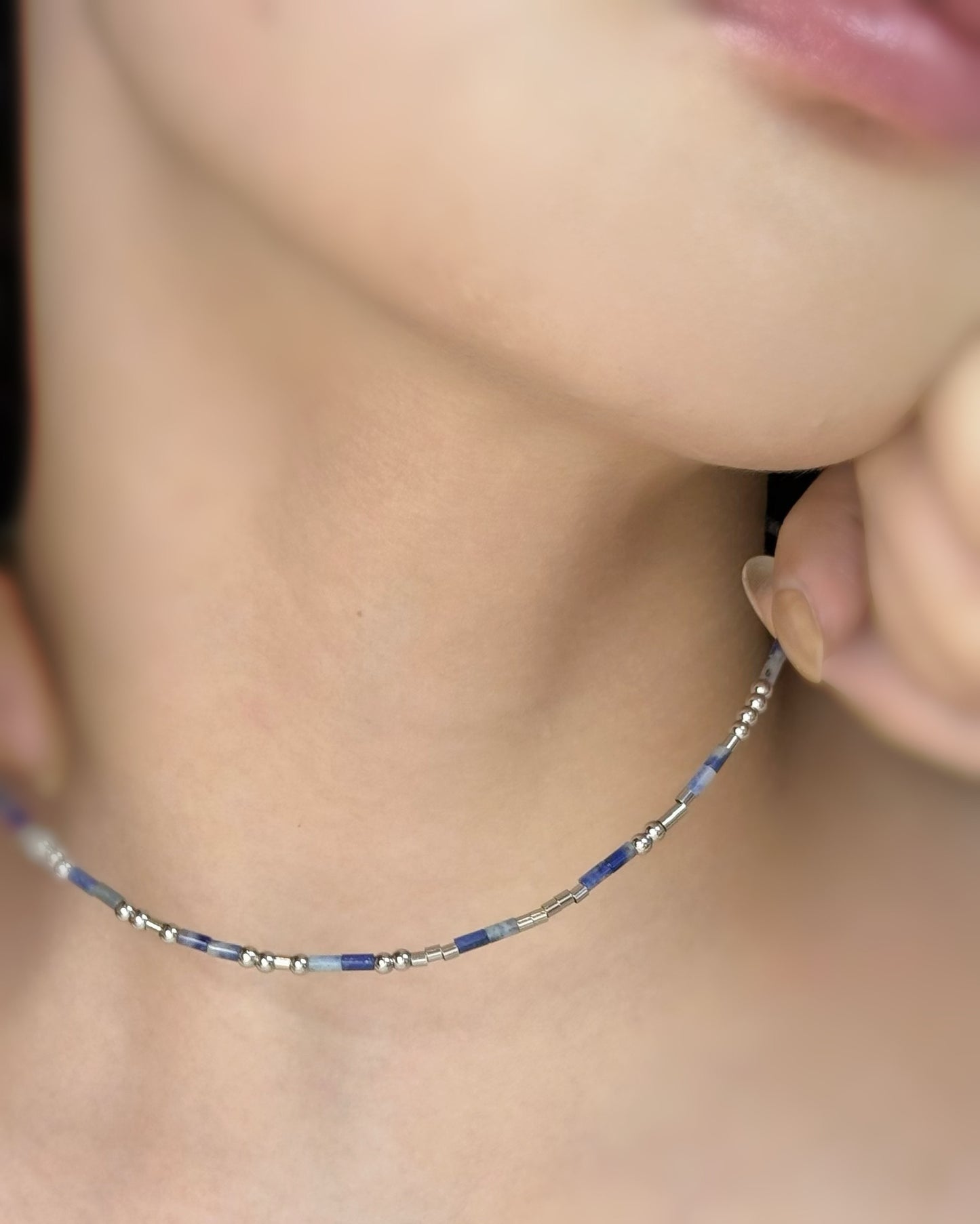 REYA Morse Code Sodalite Gemstone Necklace